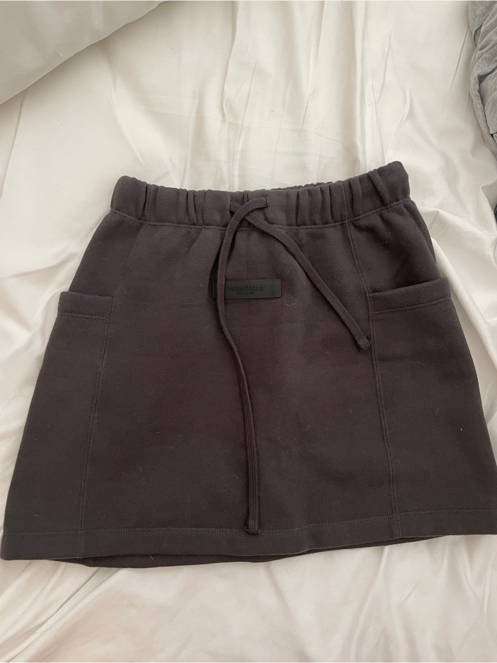 Essentials Black Drawstring Pocket Mini Skirt